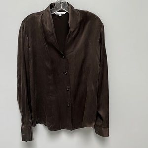 Connie Robertson NWT chocolate brown charmeuse blouse.  Size XL